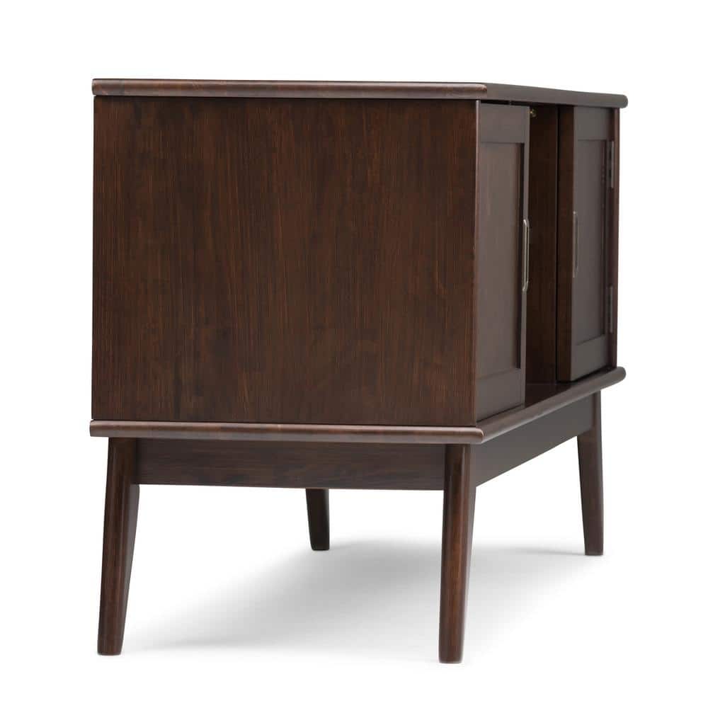 Medium Auburn Brown Rubberwood TV Cabinet with Shelves