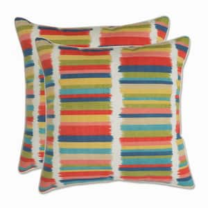 Stripe Multicolored Square Outdoor Square Throw Pillow 2-Pack