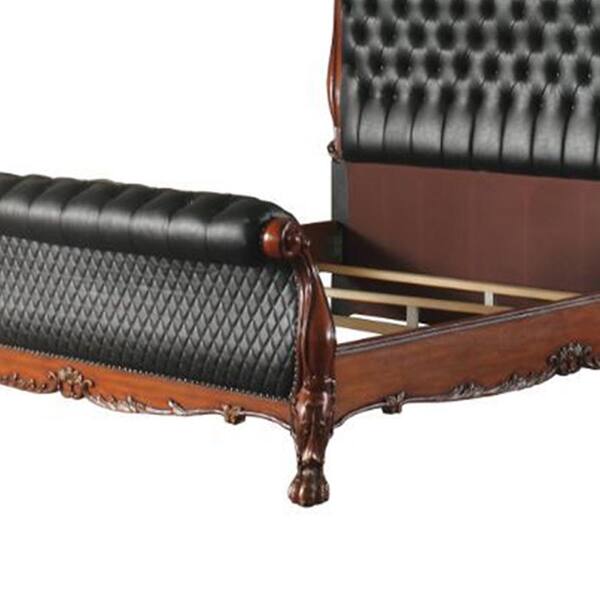 Acme Furniture Dresden PU and Cherry Oak Queen Bed 28230Q - The 