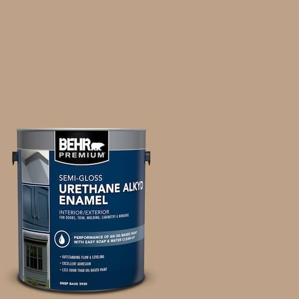 BEHR PREMIUM 1 gal. #AE-10 Deer Brown Urethane Alkyd Semi-Gloss Enamel Interior/Exterior Paint