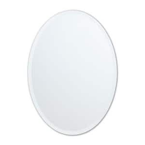 24 in. W x 36 in. H Frameless Oval Beveled Edge Bathroom Vanity Mirror