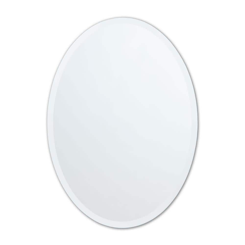 Bathroom Vanity Mirror, Frameless Beveled Oval Wall Mirror