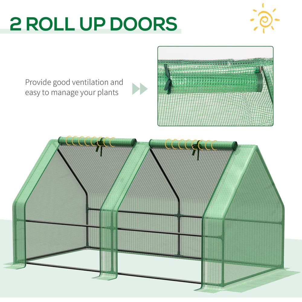 Outsunny Green Portable Mini Greenhouse with Zipper Doors