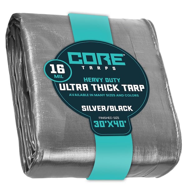 CORE TARPS 30 ft. x 40 ft. Silver and Black Polyethylene Heavy Duty 16 Mil  Tarp, Waterproof, UV Resistant, Rip and Tear Proof CT-301-30X40 The Home  Depot
