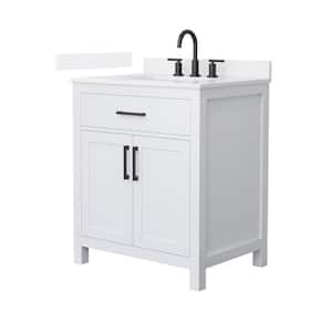 Beckett 30 in. Single Freestanding White Bath Vanity with White Quartz Top Unassembled