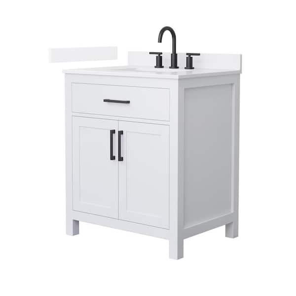 Beckett 30 in. Single Freestanding White Bath Vanity with White Quartz Top (Assembled)