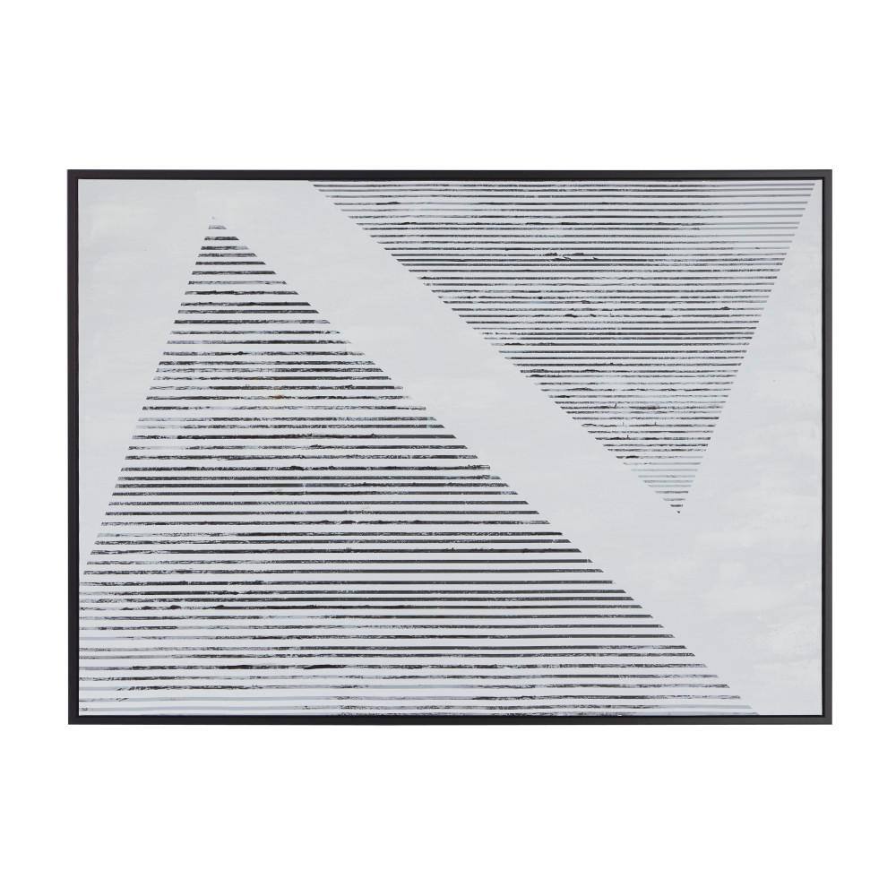 Large Black and White Geometric Abstract Canvas Painting