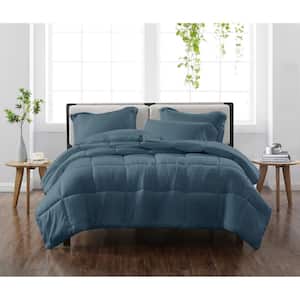 Solid Dark Blue King 3-Piece Comforter Set