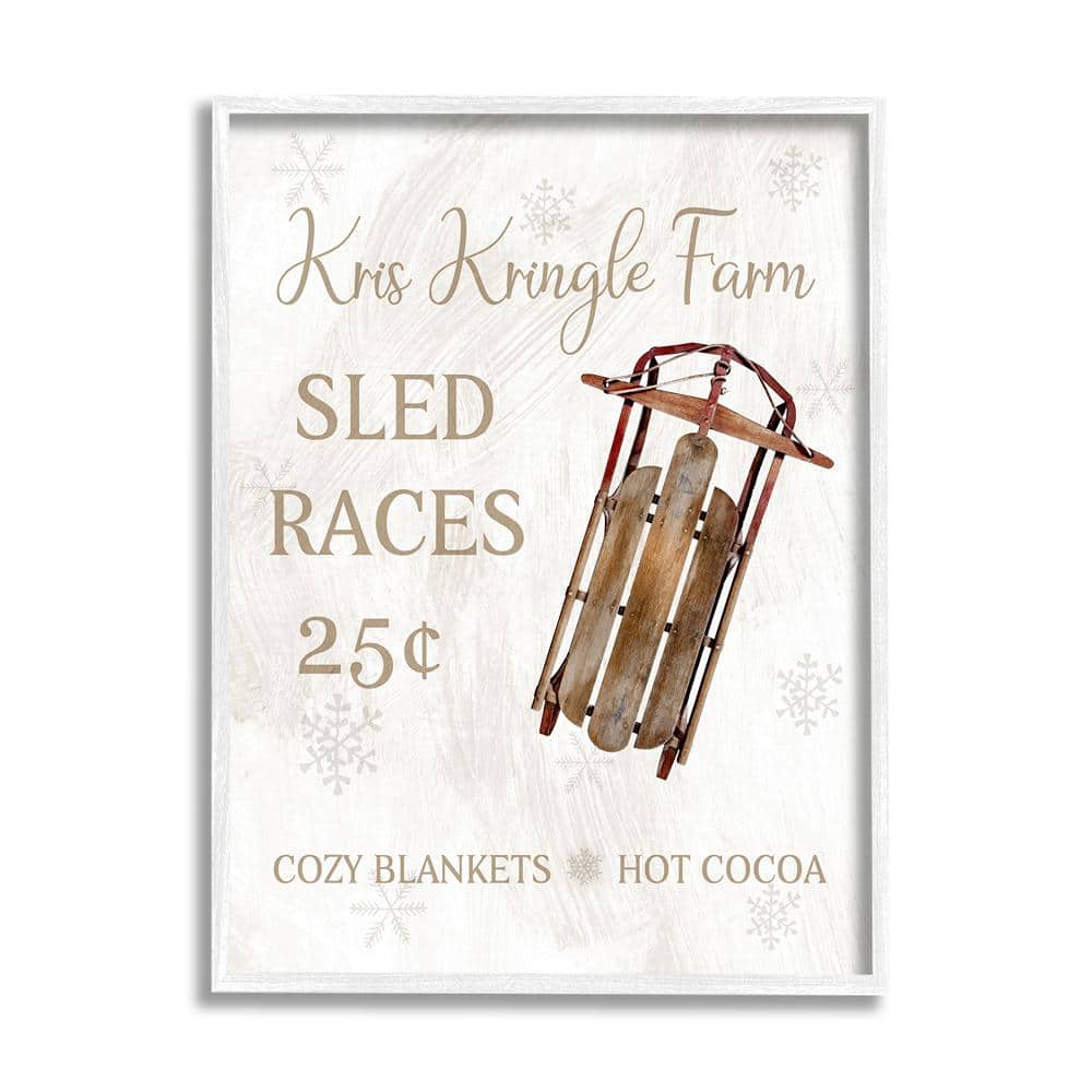 Sled Races Holiday Sign by Conrad Knutsen 1-Piece Framed Graphic Print Typography Poster Art Print 14 in. x 11 in. price history on PriceWatchPro