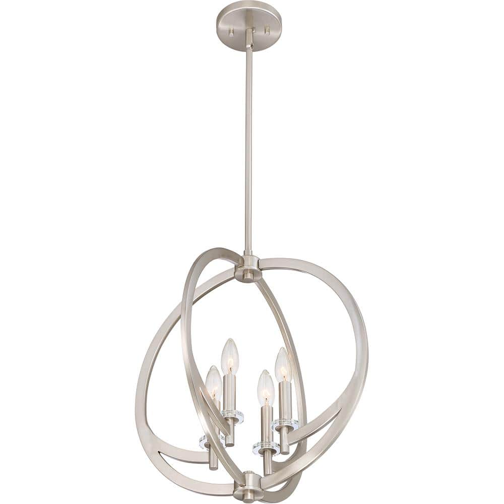 Brushed Nickel 18" Globe Pendant Light with Glass Shade