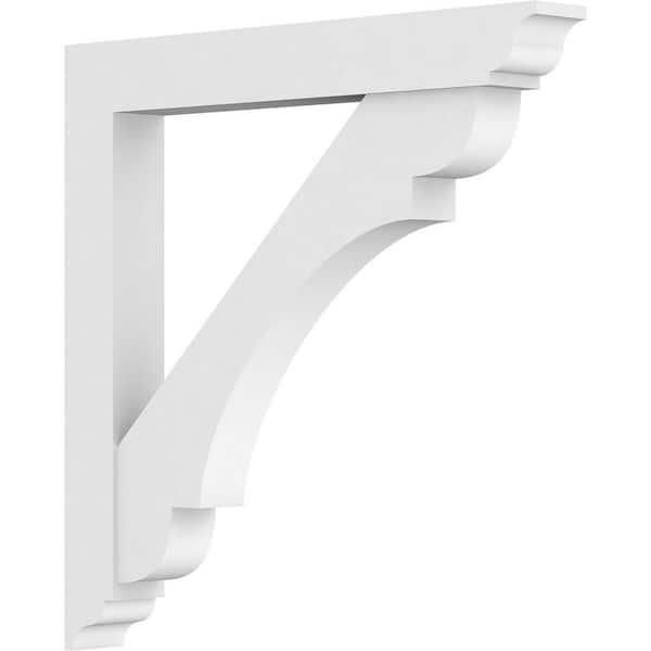 Ekena Millwork 3 in. x 30 in. x 30 in. Olympic Bracket with Traditional Ends, Standard Architectural Grade PVC Bracket
