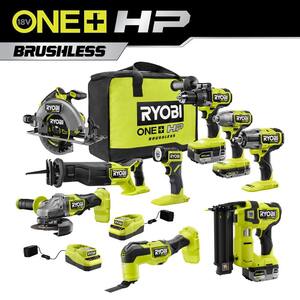 ONE+ HP 18V Brushless Cordless 8-Tool Combo Kit with (2) Batteries, Charger, and Bag with FREE 18-Gauge Brad Nailer Kit