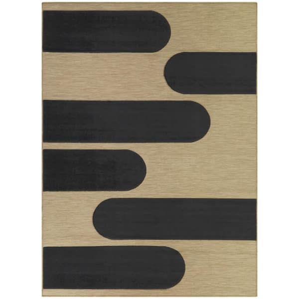 Acton Charcoal 8 ft. x 10 ft. Geometric Indoor/Outdoor Area Rug