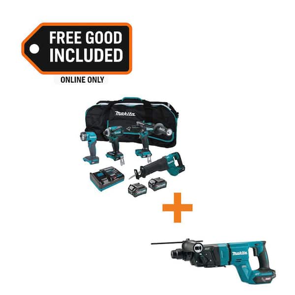 40V Max Cordless XGT Brushless 4-Piece Combo Kit 2.5Ah/4.0Ah with XGT Brushless 1-1/8 in. Rotary Hammer (D-Handle), AFT