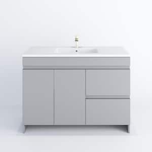Mace 48 in W x 20 D x 35 in H Single Sink Bath Vanity Right Side Drawers In Gray With Acrylic Integrated Countertop