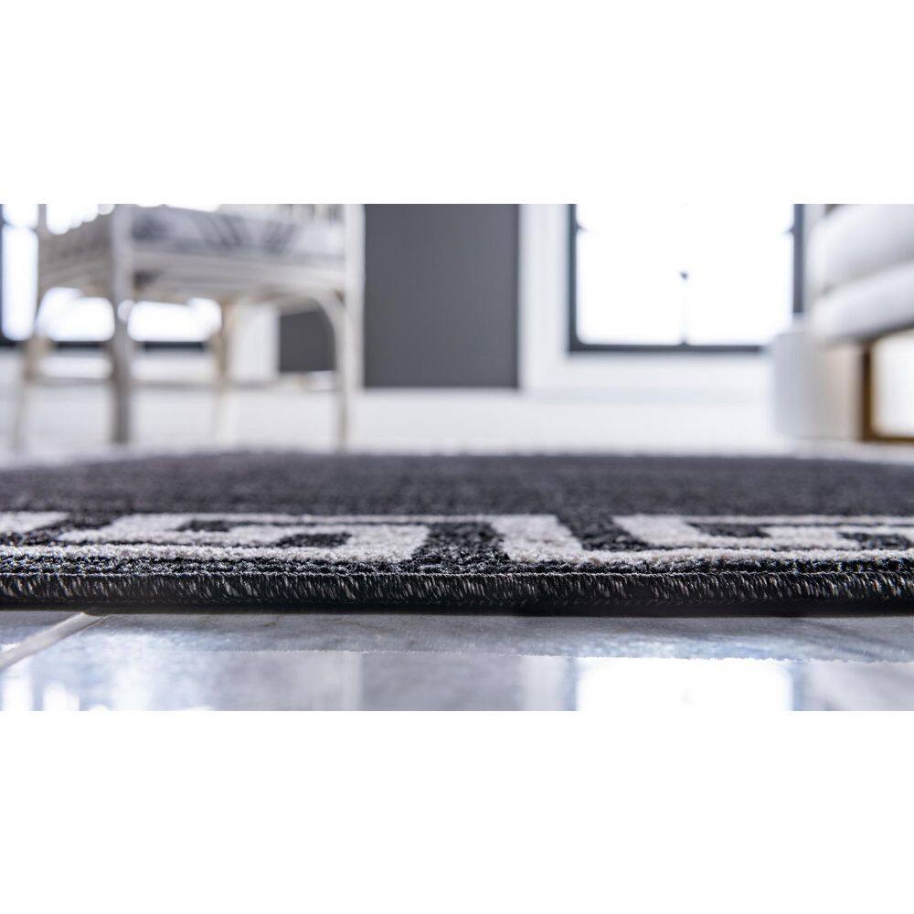 Charcoal Geometric Easy-Care Synthetic Rectangular Rug, 5' x 8'