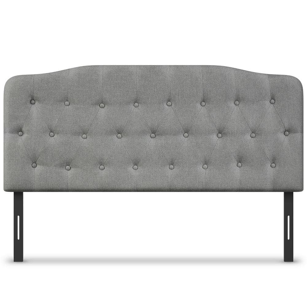 Light Gray Queen Upholstered Tufted Headboard with Adjustable Heights