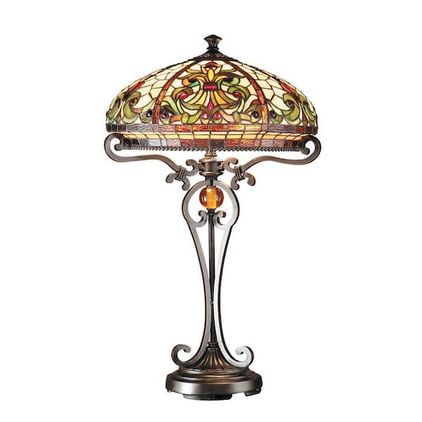 Dale Tiffany 28 in. Boehme Antique Golden Bronze Sand Table Lamp