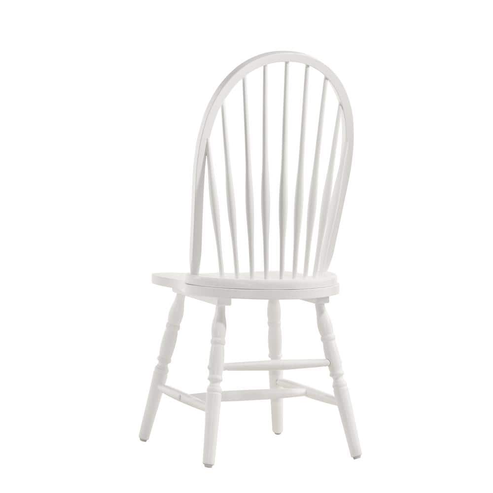Traditional Pure White Windsor High-Back Side Chair in Wood