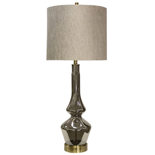 StyleCraft 40 in. Burgetts Table Lamp with Beige Hardback Fabric Shade
