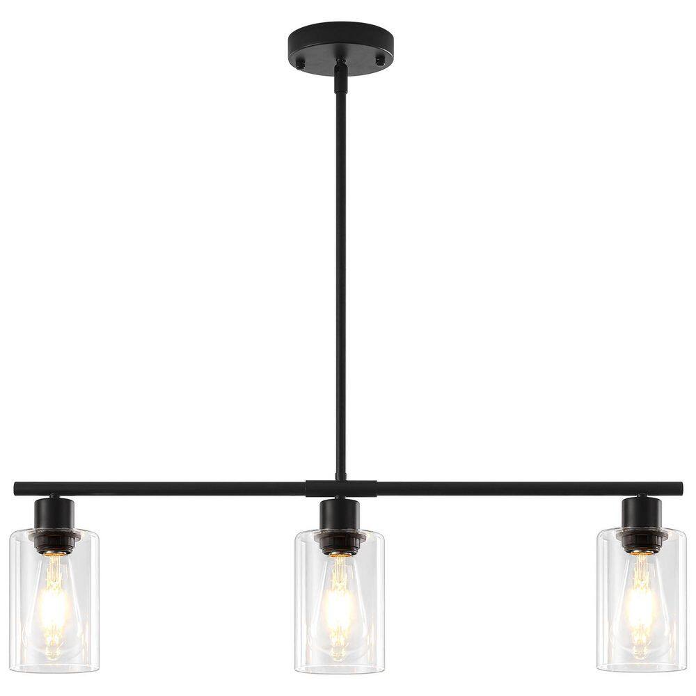 3-Light Black Linear Cylinder Pendant Light, Clear Glass Shade Hanging Light for Kitchen Island Dining Room price history on PriceWatchPro