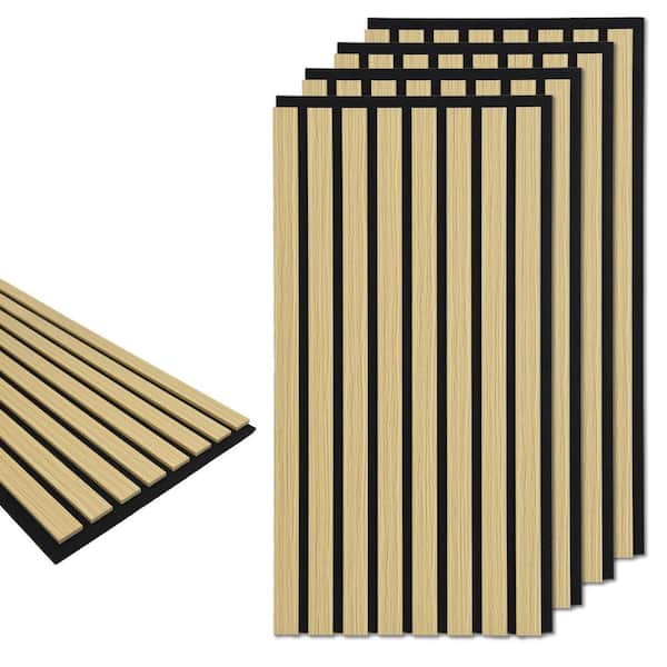 2/5 in. x 1 ft. x 2 ft. Yellow Oak  MDF Decorative Acoustic Wall Paneling, 3D Soundproof Slat Wall Panels (20-Pack)