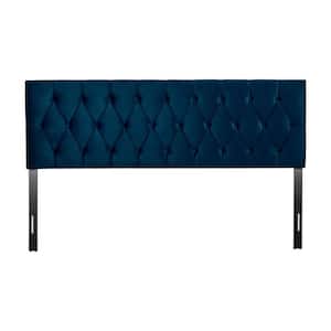 Catalina Adjustable Navy Blue King Upholstered Headboard with Diamond Tufting