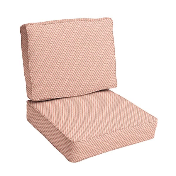 SORRA HOME 22.5 in. x 22.5 in. x 5 in., 2-Piece Deep Seating Outdoor Dining Chair Cushion in Sunbrella Detail Persimmon
