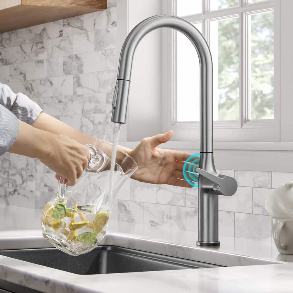 Elegant Oletto 19.88" Stainless Steel Touch-Control Kitchen Faucet