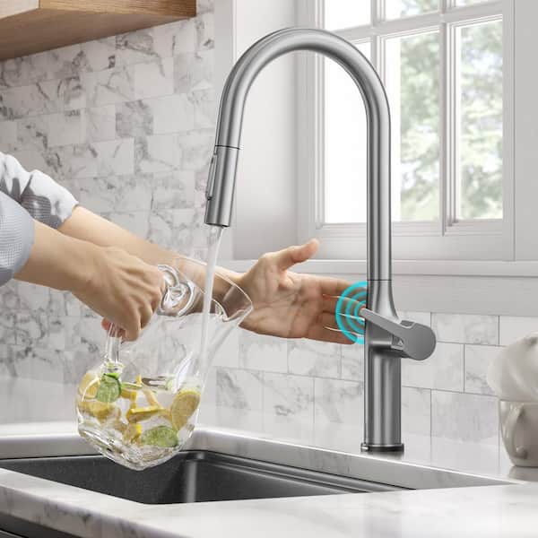 Kraus Ktf 3101sfs Oletto Tall Modern Single Handle Touch Kitchen Sink Faucet With Pull Down Sprayer Spot Free Stainless Steel