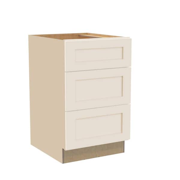 Newport 21 in. W x 24 in. D x 34.5 in. H Assembled Plywood Drawer Base Kitchen Cabinet in Blended Cream with Soft Close