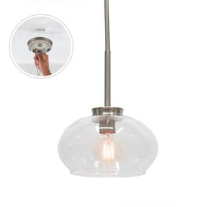 Kinsmon 10 in Plug and Play 1-Light Brushed Nickel Pendant Light