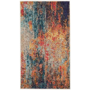 Celestial Multicolor 2 ft. x 4 ft. Abstract Contemporary Kitchen Area Rug