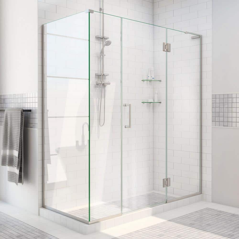 Unidoor-X 64.5 in. W x 34-3/8 in. D x 72 in. H Frameless Hinged Shower Enclosure in Brushed Nickel price history on PriceWatchPro