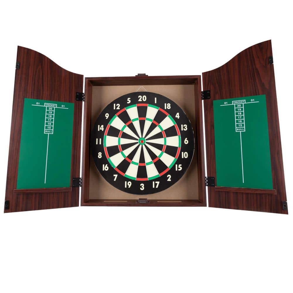 Trademark Poker Dart Board Cabinet Set in Walnut 15-DG910 - The