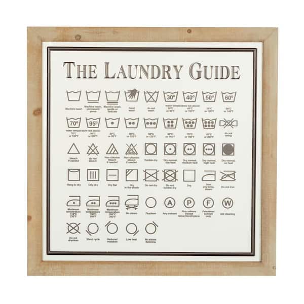 Litton Lane 20 in. x  20 in. Metal White Laundry Sign Wall Decor
