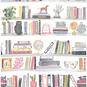 Painterly Pink Shelf Stories Novelty Peel and Stick Wallpaper Sample