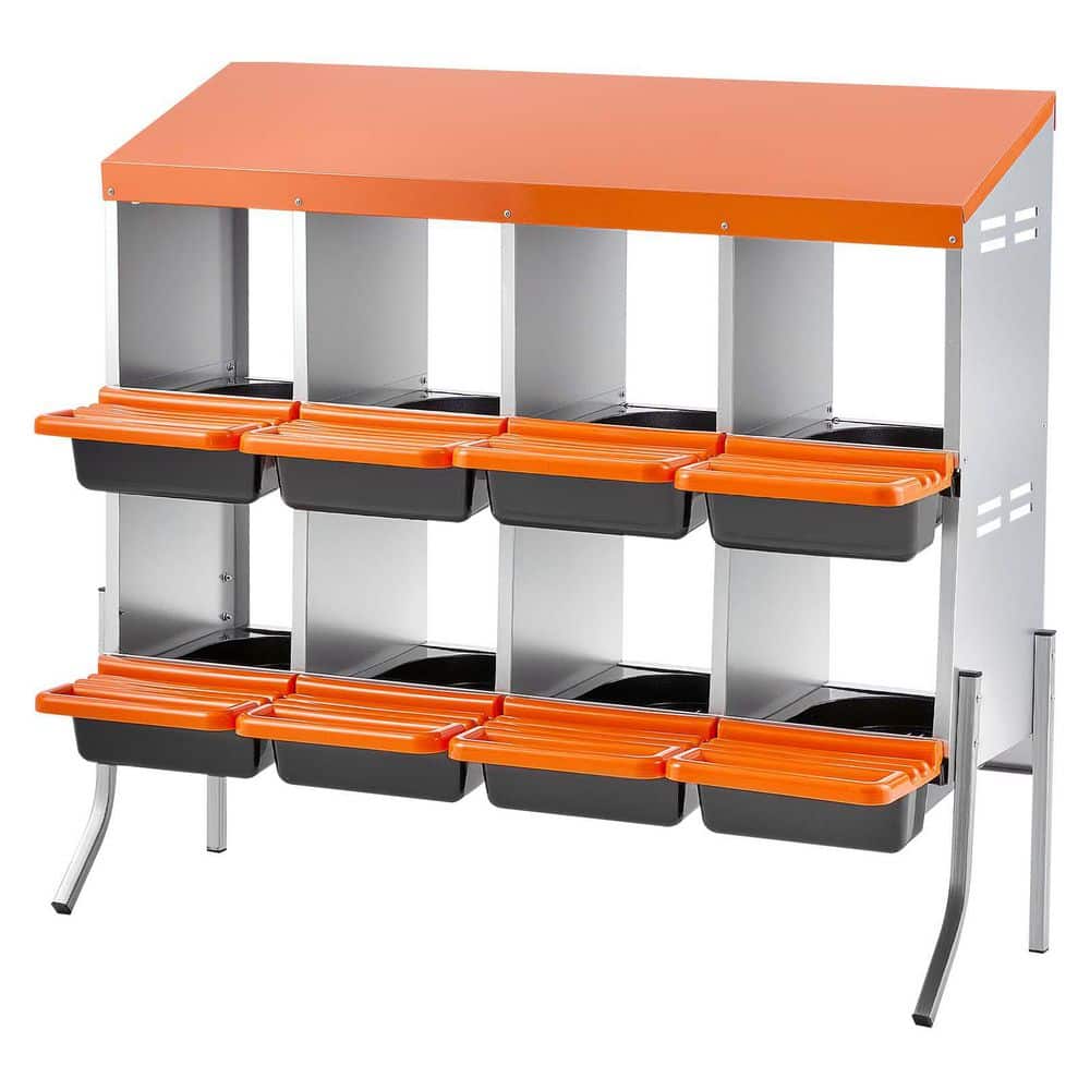 Storage Racks For Poultry SKYSHALO 41 in. Chicken Nesting Boxes, 8-Compartments, with Support ...