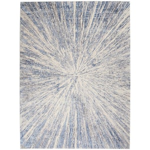 Sleek Textures Blue/Grey 8 ft. x 11 ft. Abstract Modern Area Rug