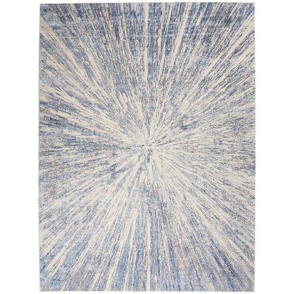 Nourison Sleek Textures Blue/Grey 8 ft. x 11 ft. Abstract Modern Area Rug