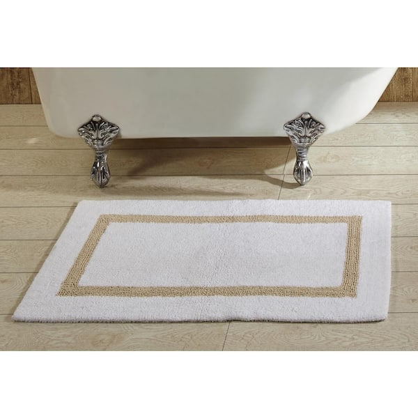 Unbranded Hotel Collection White/Sand 24" x 40" 100% Cotton Bath Rug