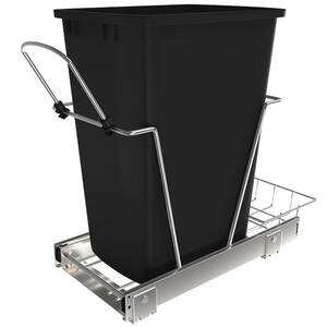 10.62 in. W x 19.25 in. H x 22 in. D Single 35 Qt. Pull-Out Waste Container with Rear Basket Black and Chrome