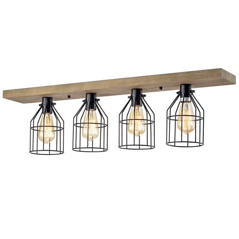 Warehouse of Tiffany 35 in. Matzing 4-Light Indoor Matte Black Finish ...