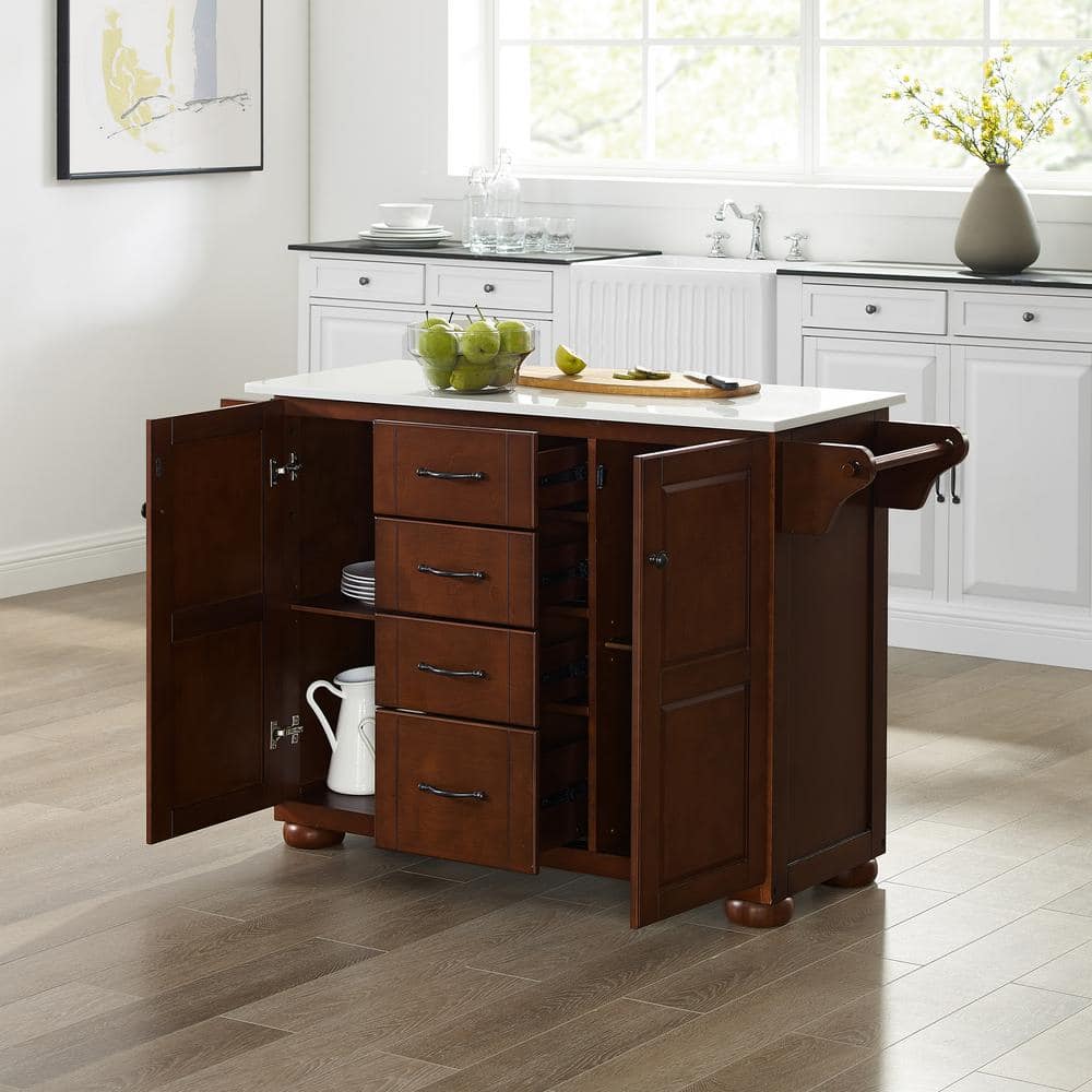 Eleanor Mahogany and White Granite Top Kitchen Island