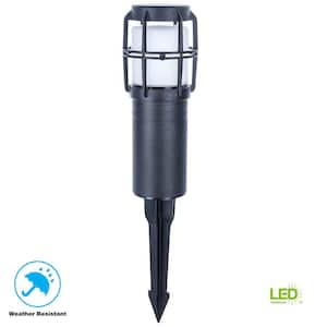 Low-Voltage Black Outdoor Integrated LED Landscape Path Bollard Light with Frosted Glass