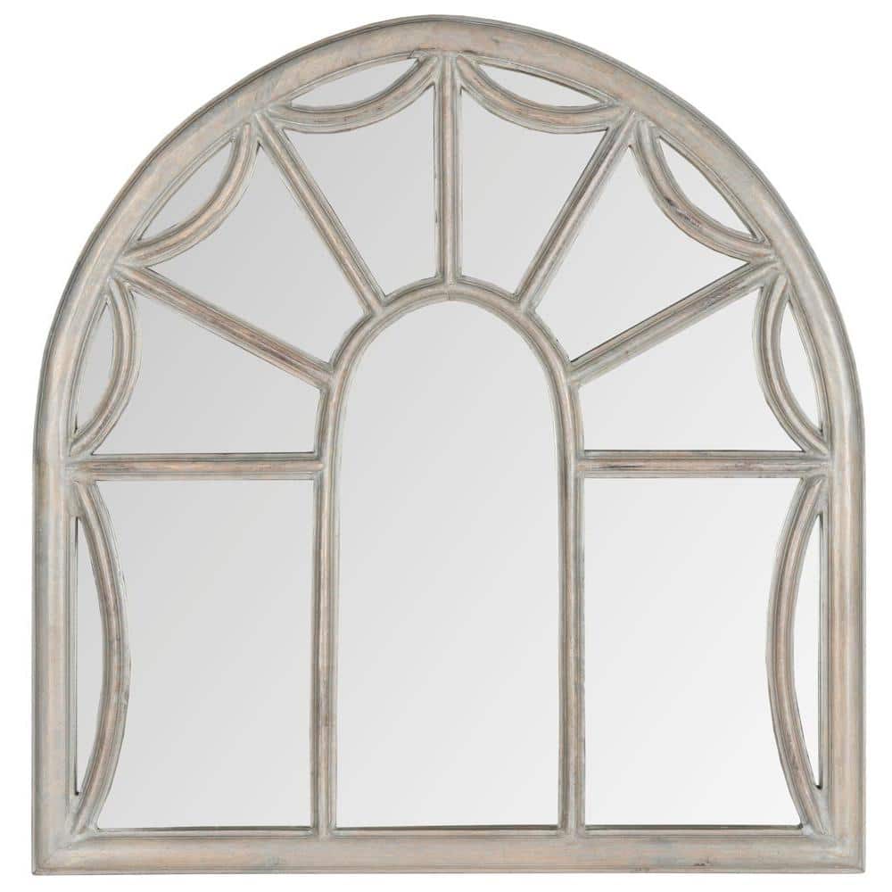 Gray Mango Wood Palladian Arch Wall Mirror