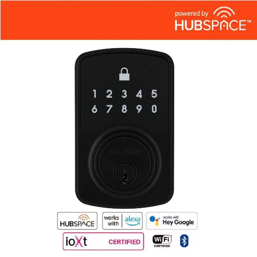 Square Compact Matte Black Electronic Single Cylinder Deadbolt Wi-Fi Enable