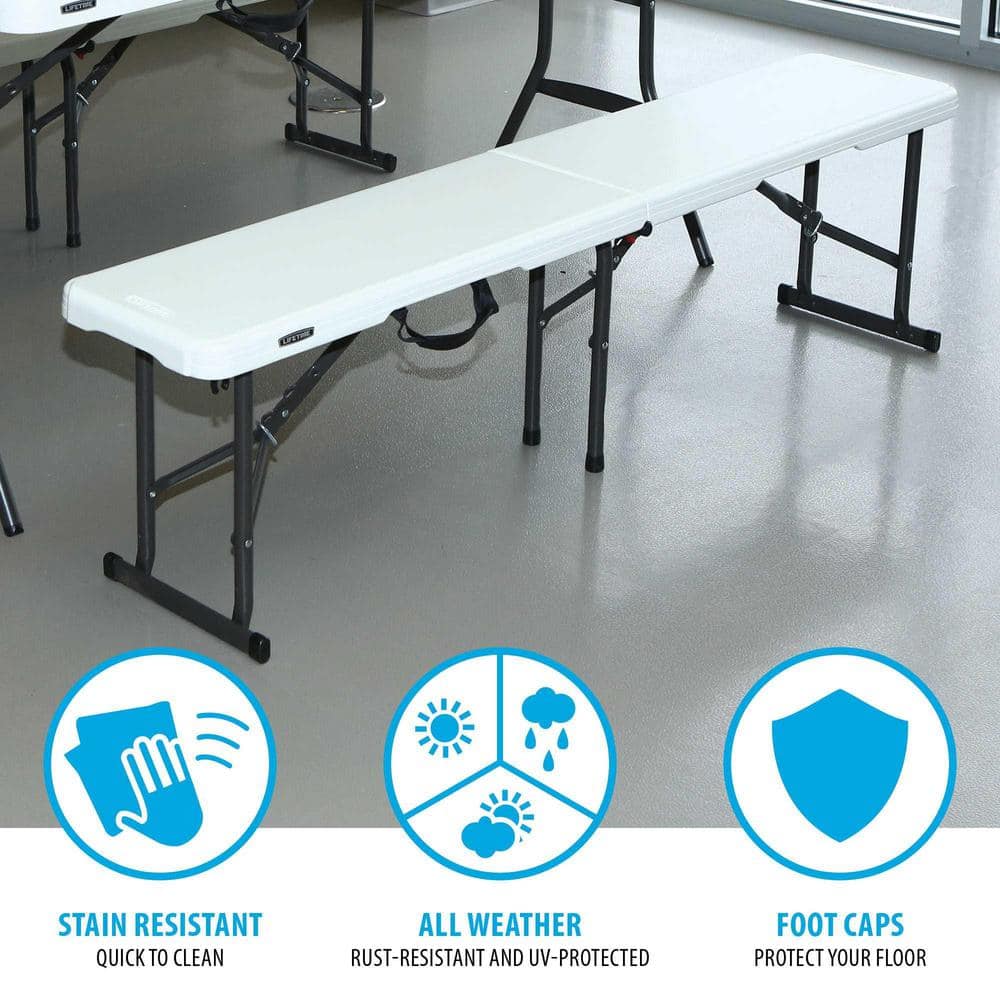 Compact Gray 5-Foot Foldable Bench with HDPE Top