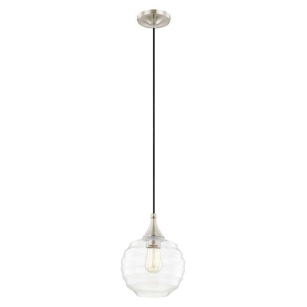 Brushed Nickel Mini Globe Pendant with Clear Glass