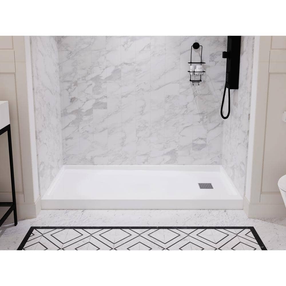 Alexander 60" x 30" White Right Drain Shower Base